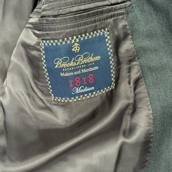 Brooks Brothers 1818 Madison Saxon Blazer Charcoal Pinstripe Wool Size 42R - Picture 9 of 12